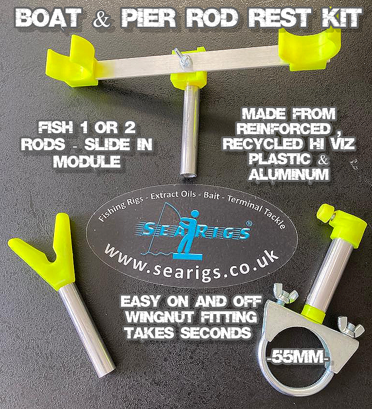 Boat & Pier Rod Rest rail Holder Universal double or single rod Kit