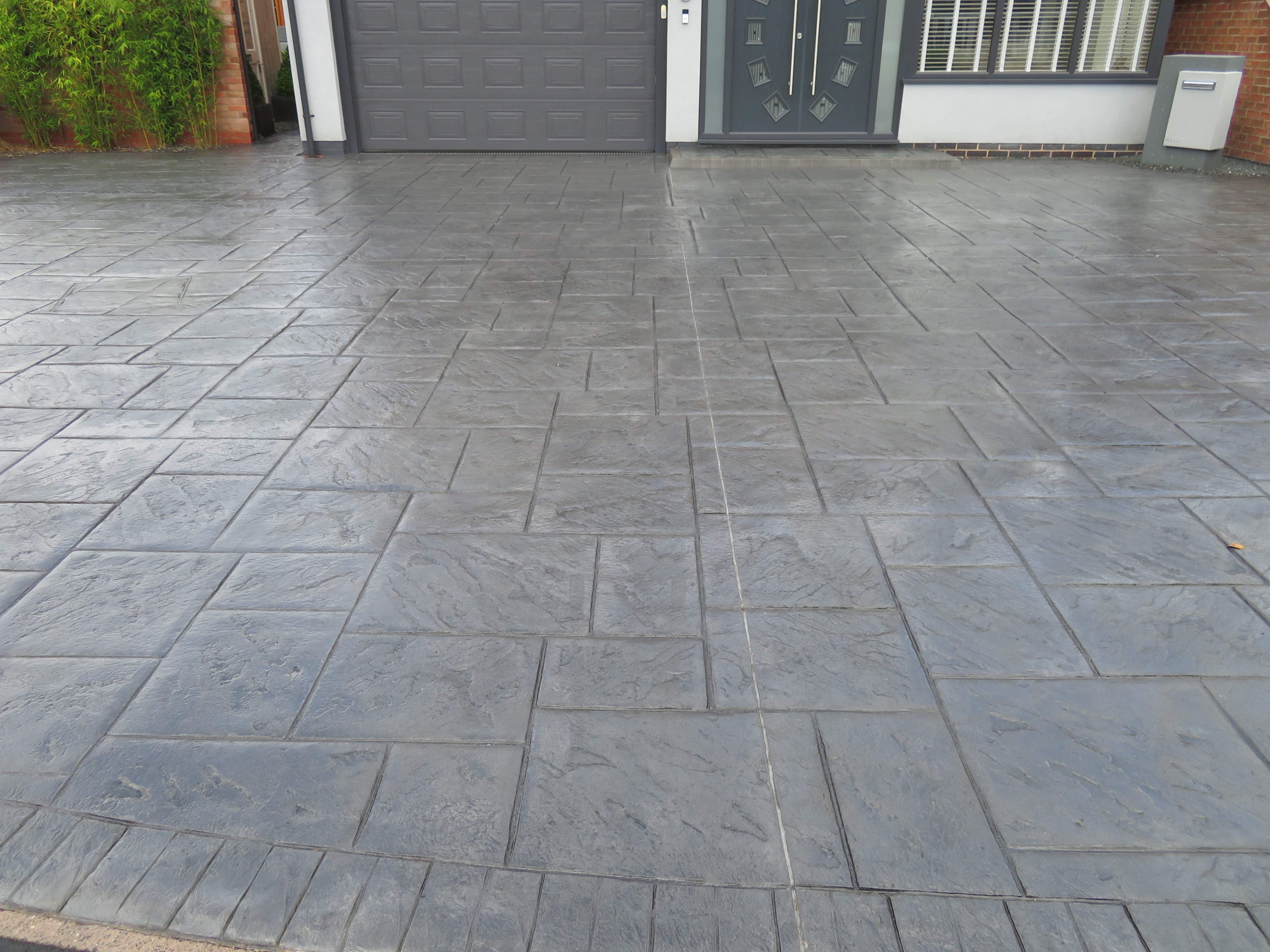 Pattern Imprinted Concrete Pathway done in Large Ashlar Pattern