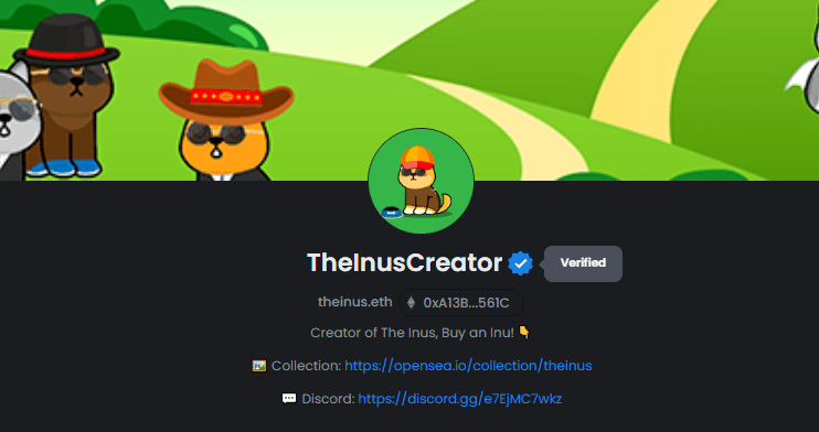 theinuscreator, verified, artist, opensea, the, inus, creator, polygon, collectible, collection, dogs,