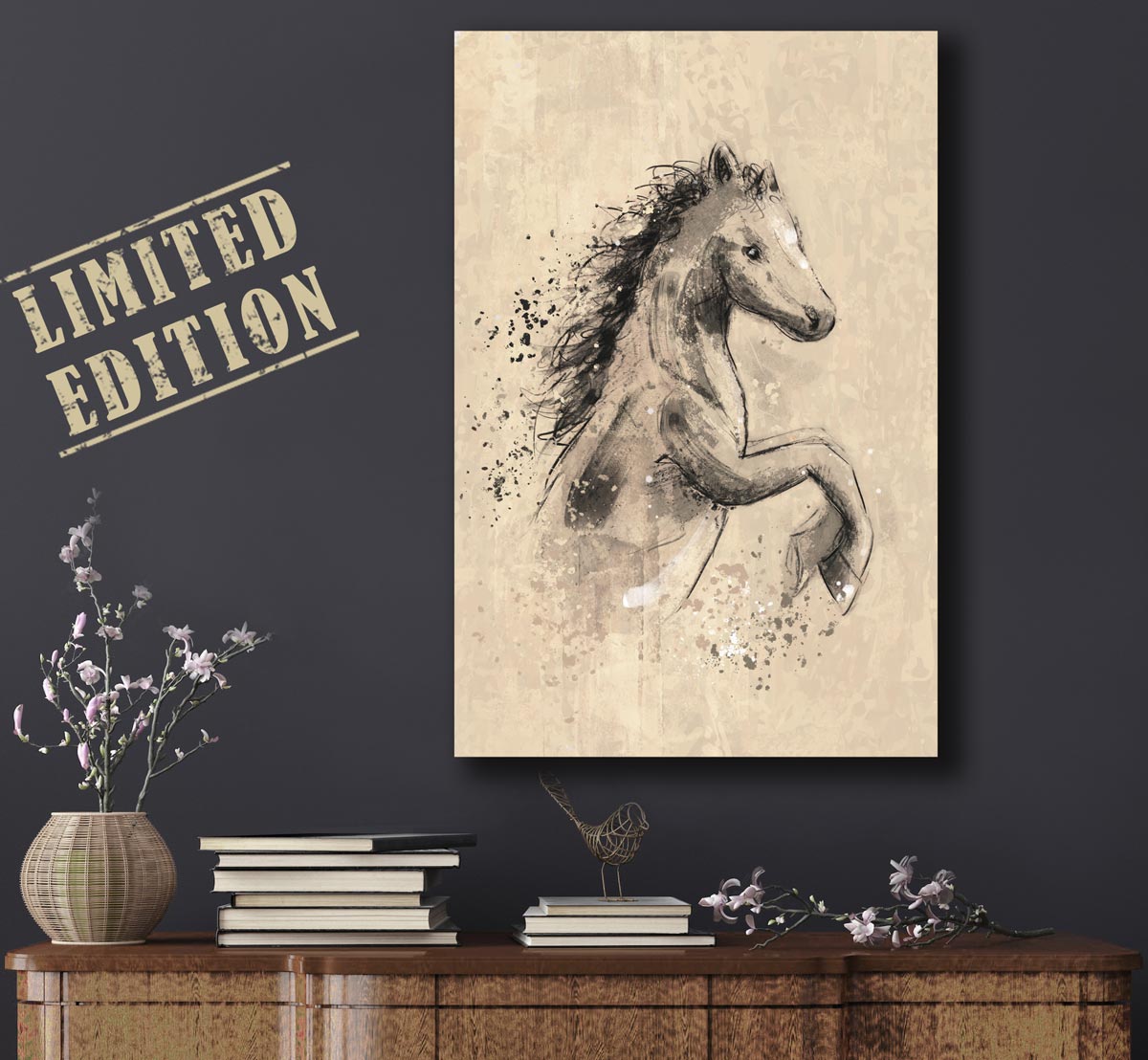 Limited edition - muurdecoratie springend paard