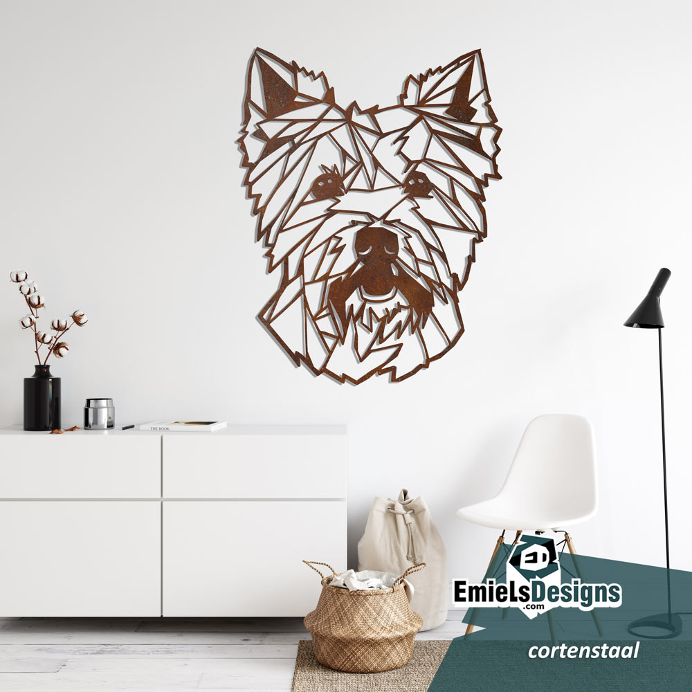 Metalen wanddecoratie - hond kop - Westie