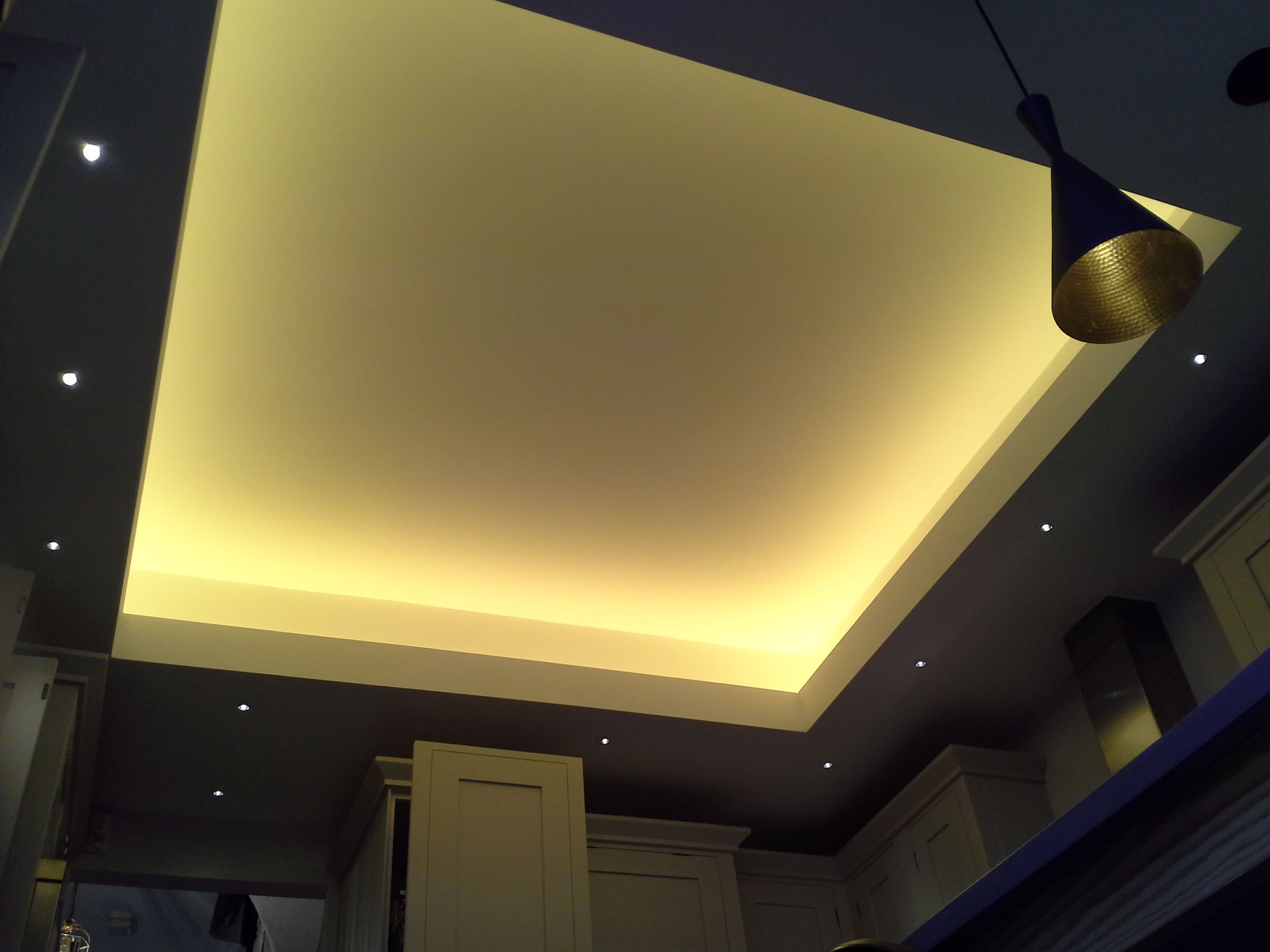 Creation of a coffered ceiling and lighting 