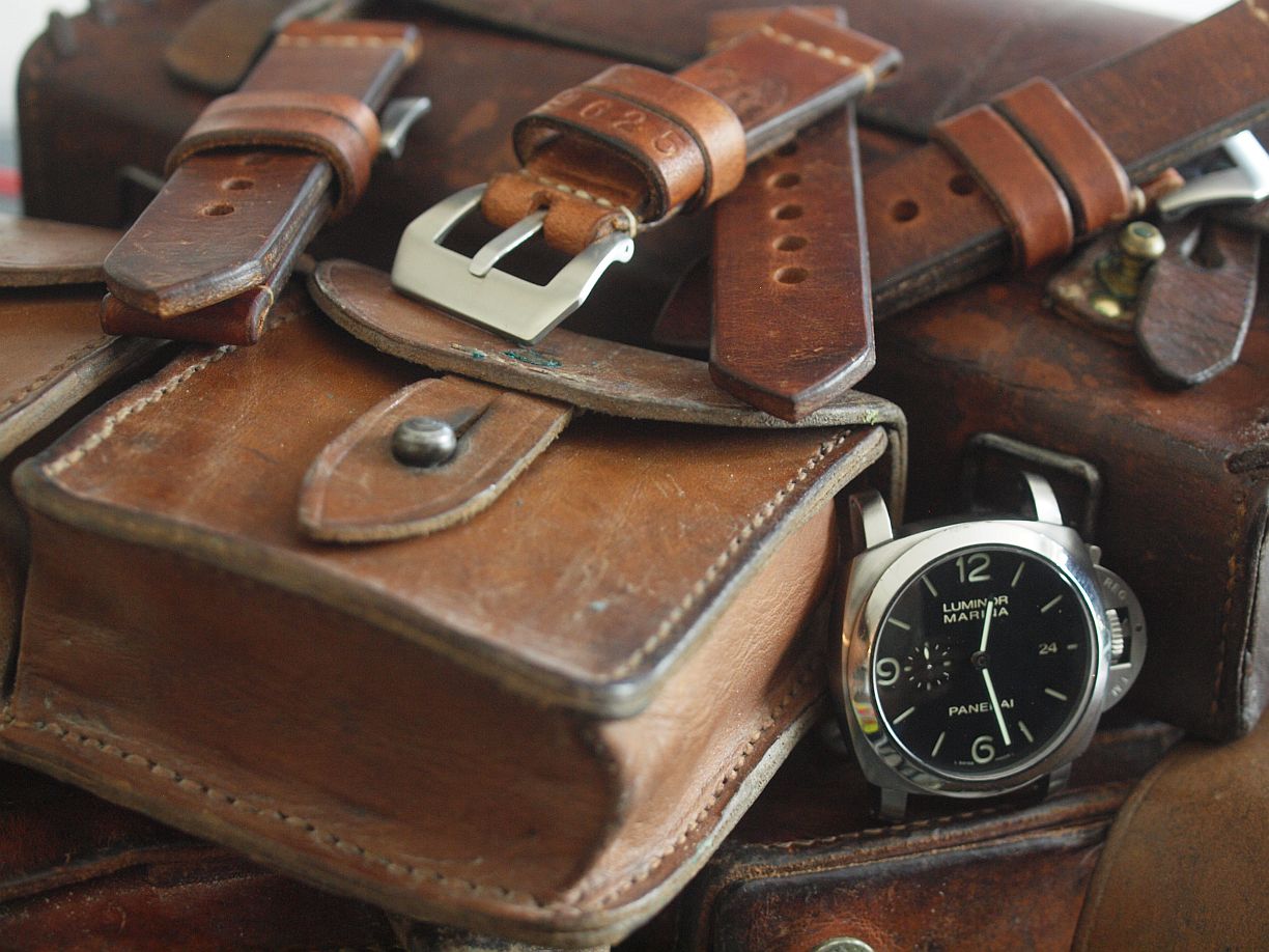 Vintage strap made from old Swiss military bags. Each strap has a unique patina.