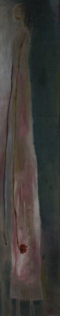 oil paint & oil pastel on canvas, 150 x 30 cm