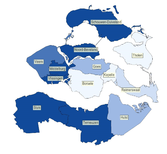 De 13 gemeenten van Zeeland