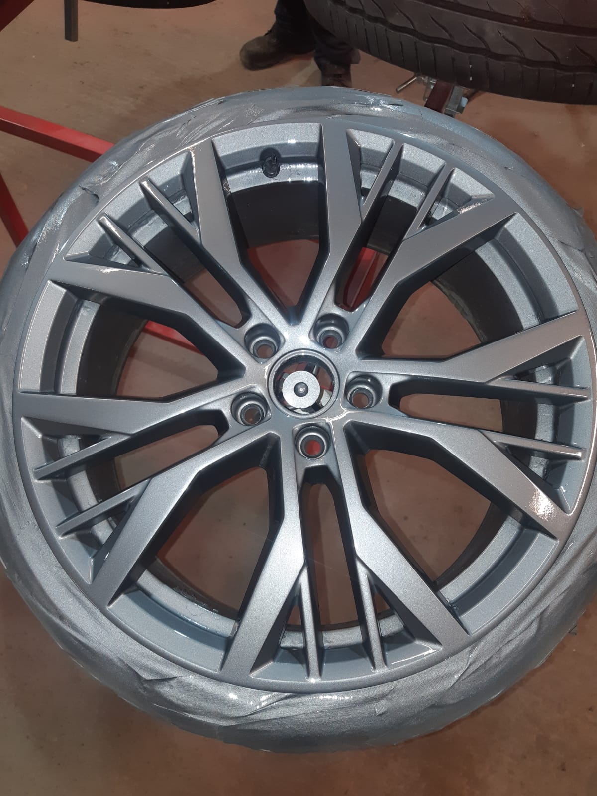 Spray painted alloy wheel