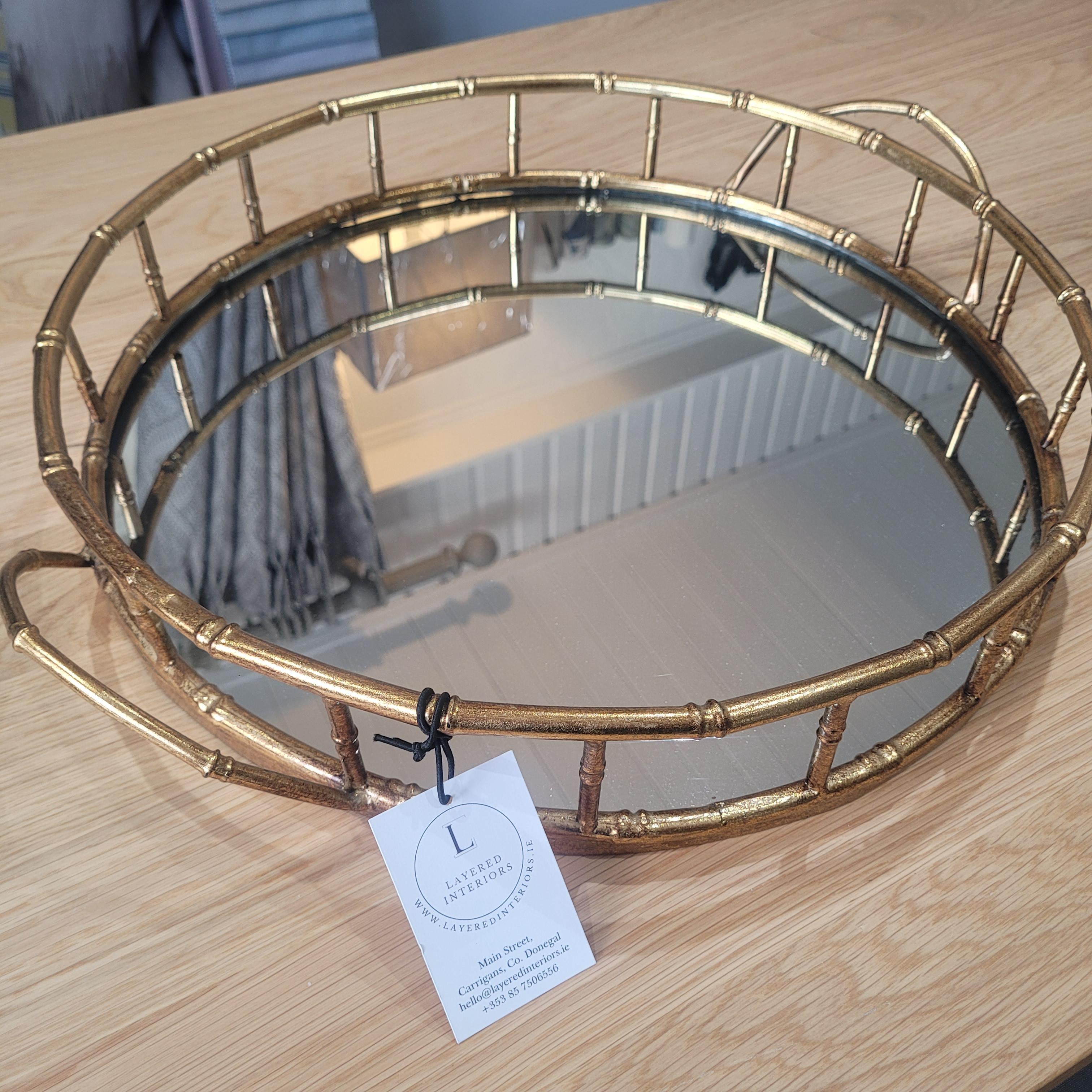 Gold Metal Bamboo Tray