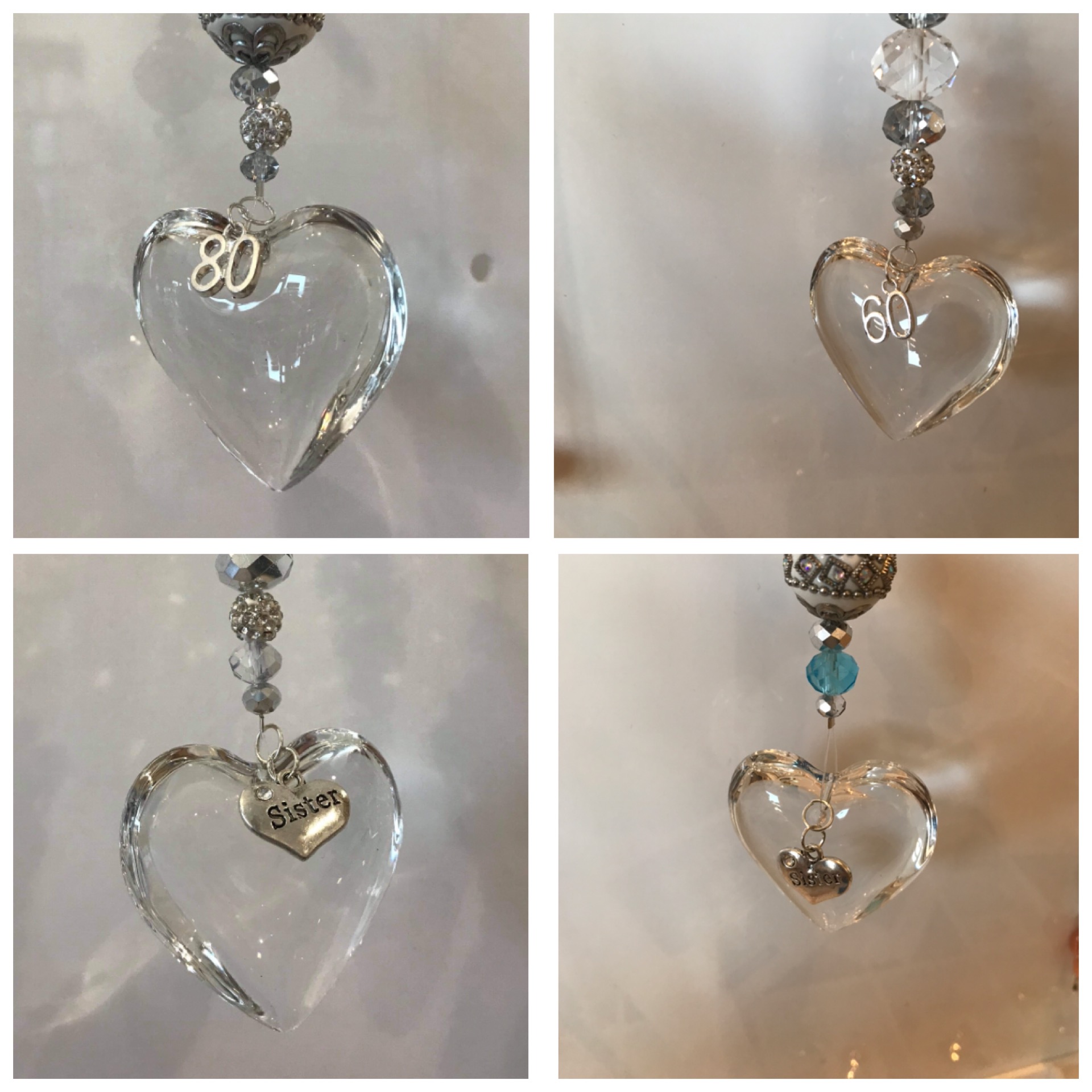 Glass Hanging Hearts