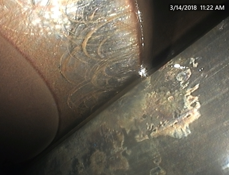 Corrosion, spalling and end-loading marks observed