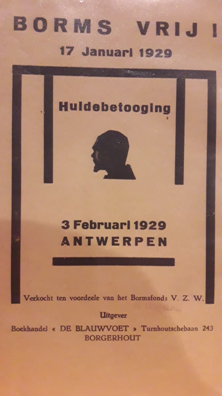 Brochure Borms vrij ! Huldebetoging 1929 Antwerpen / 32 blz
