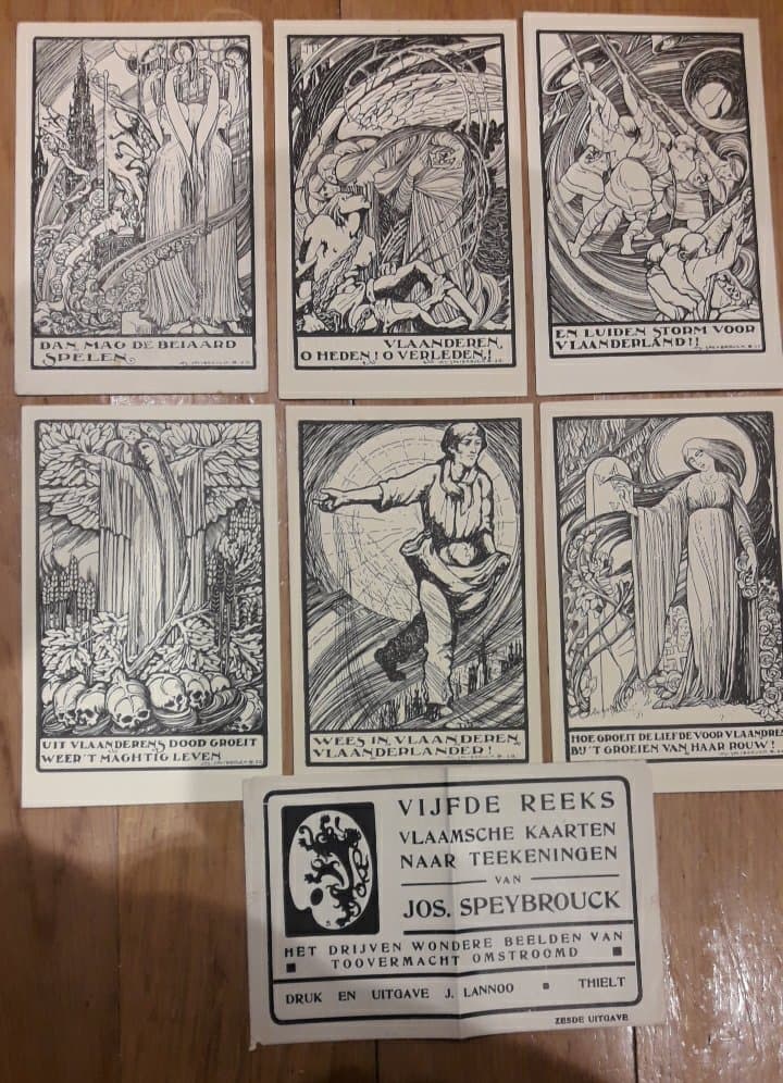 postkaarten Jos Speybrouck -  reeks 6 kaarten kompleet Vlaamse beweging - 1927 / LN 49