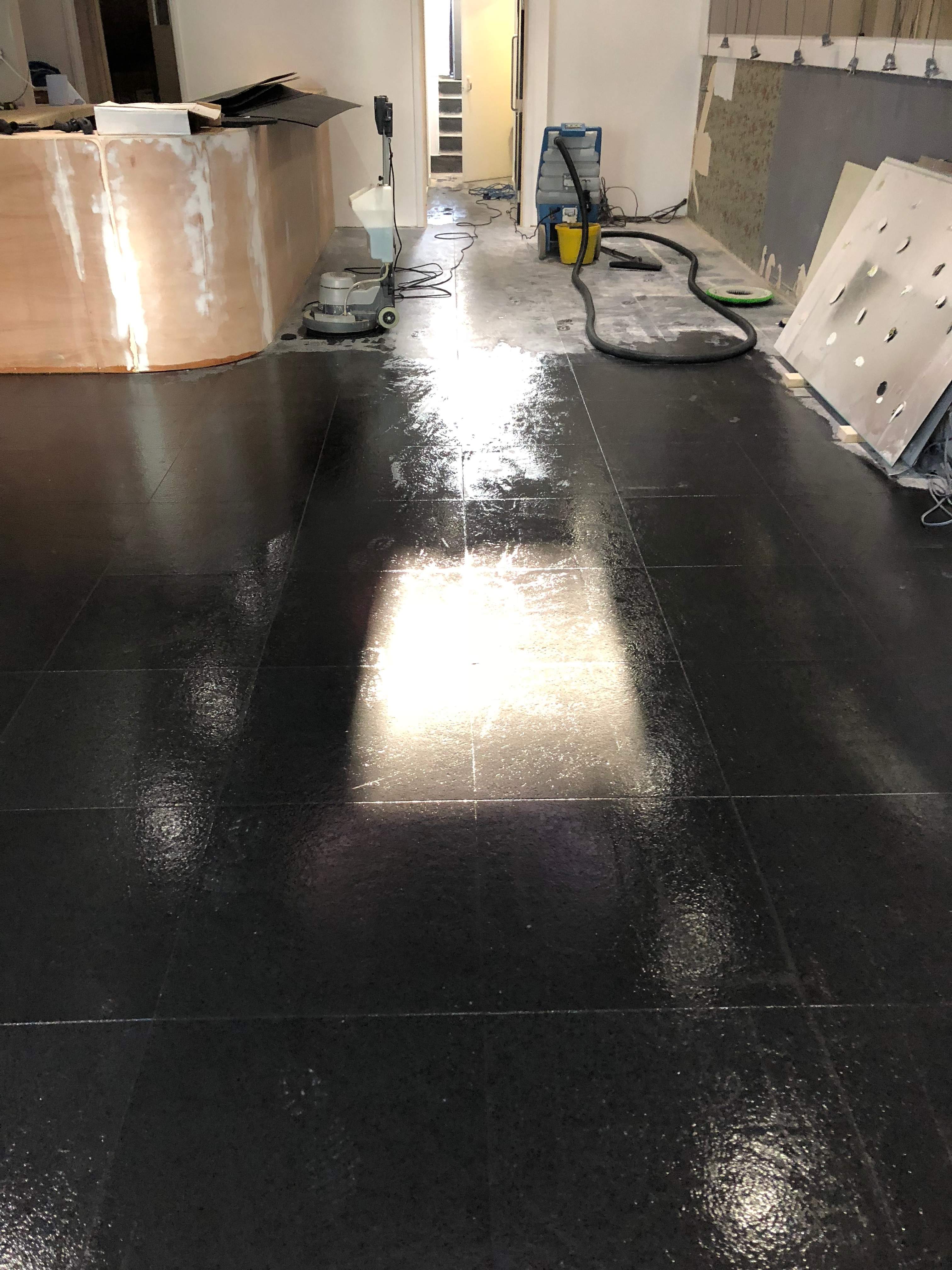 Before And During Differences In A Heavy Duty Granite Floor