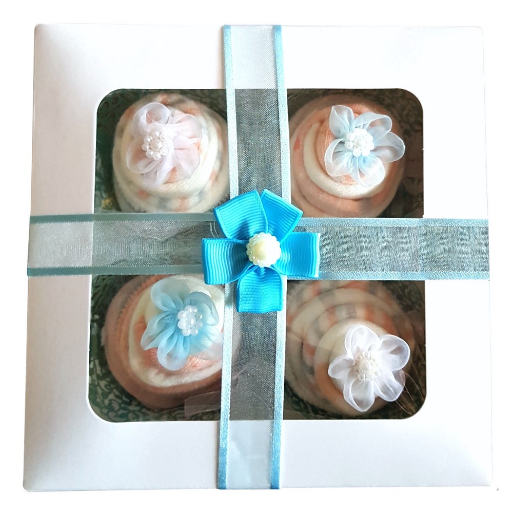 Women's Sock Cupcakes, Blue Ribbon Gift Box