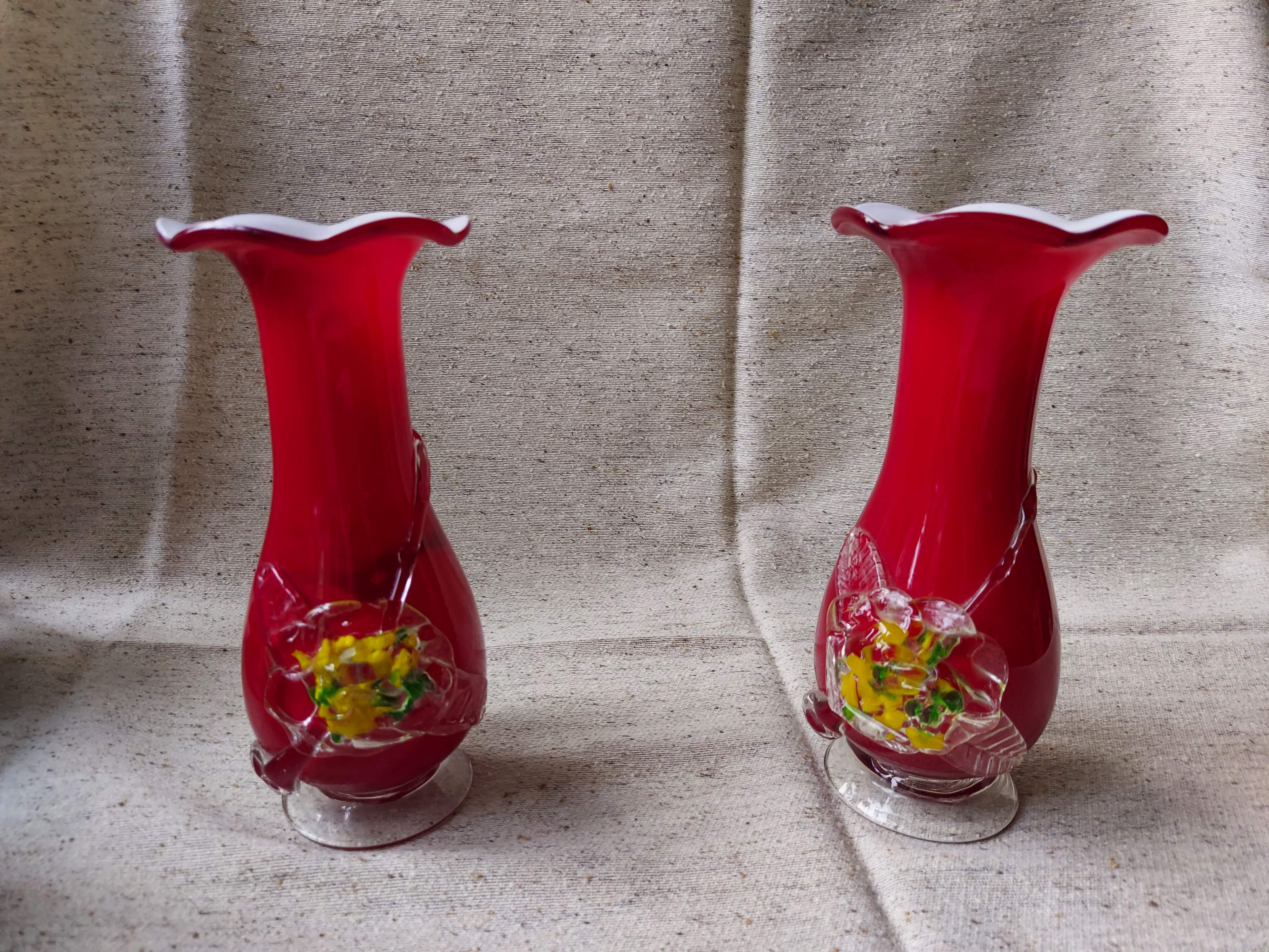 set glazen vazen rood