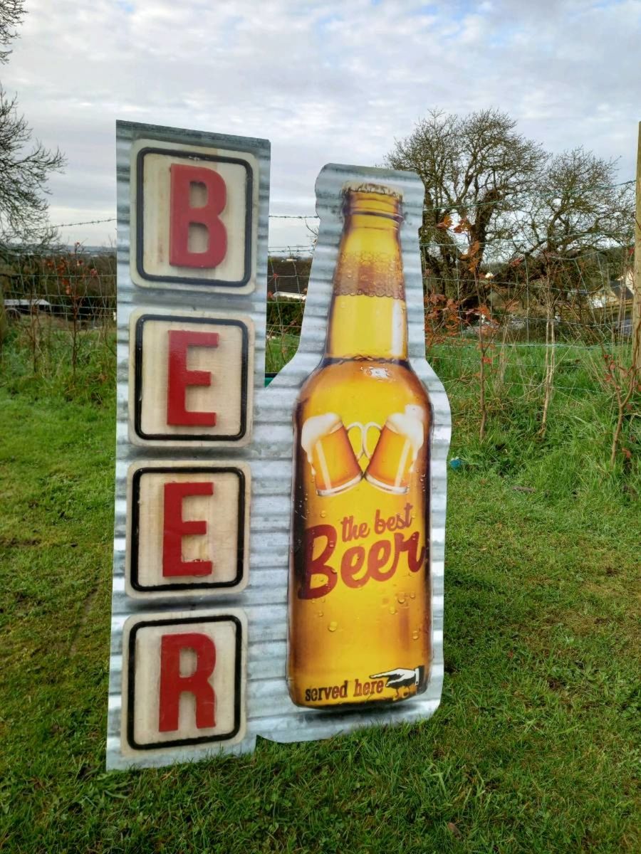 Large Beer Metal Sign