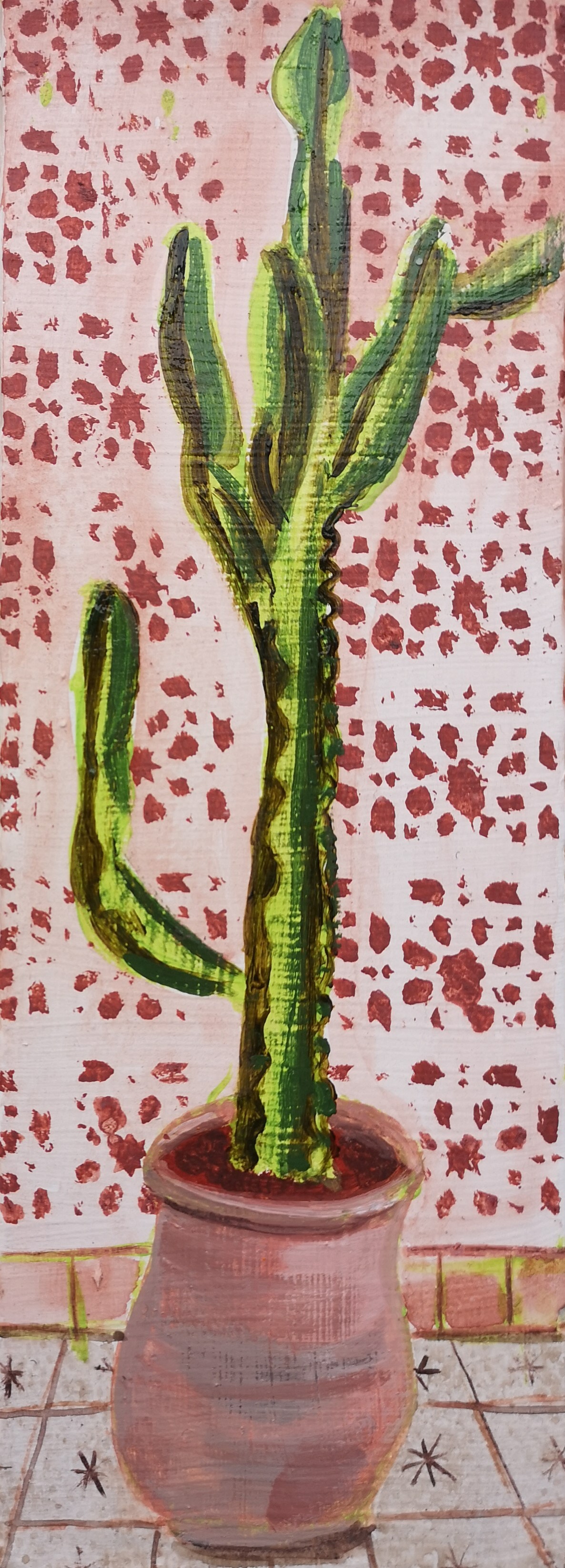 Cactus, acrylic on board, 25 x 9 cm