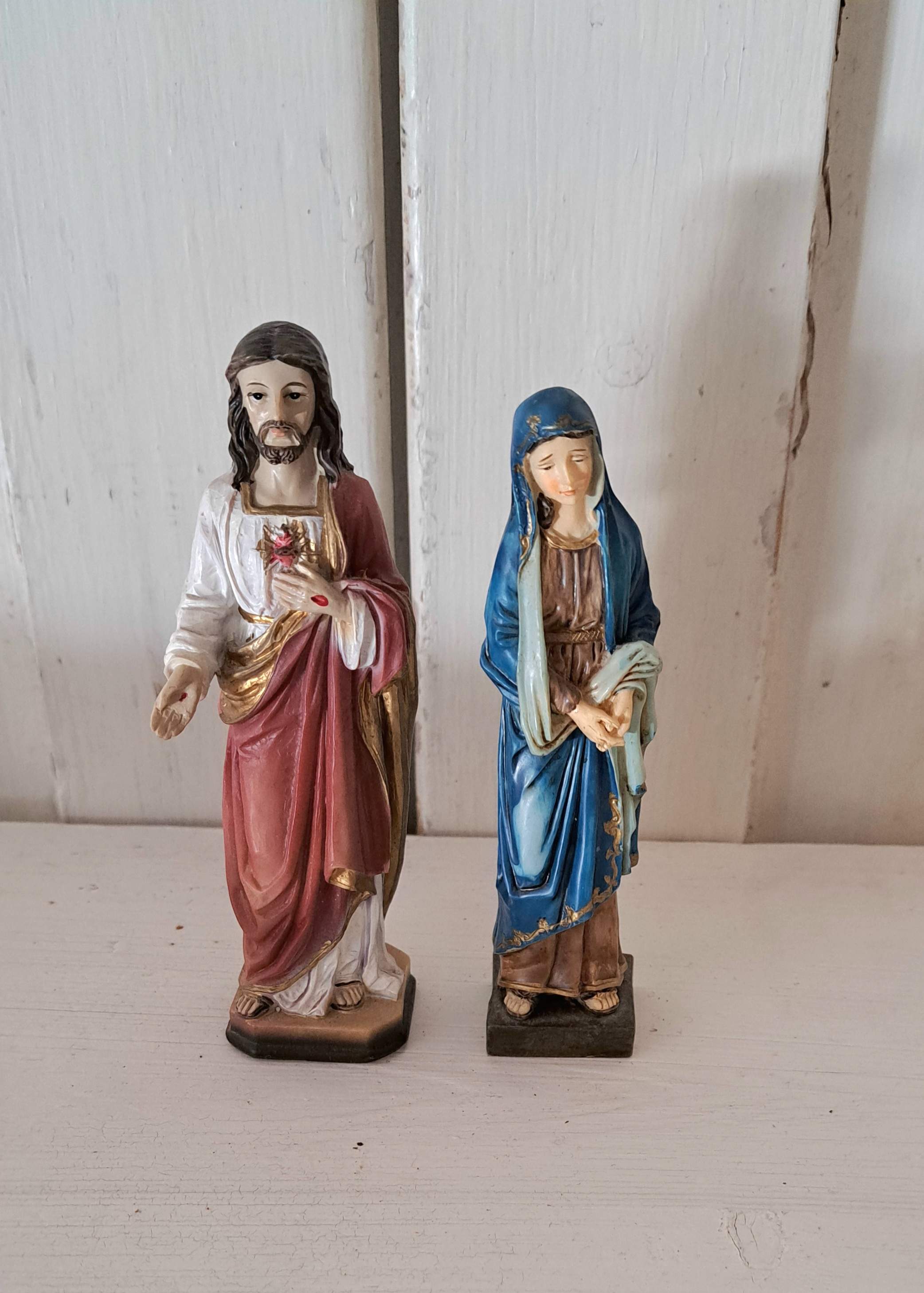 Set van religieuze beeldjes, Jezus en Maria