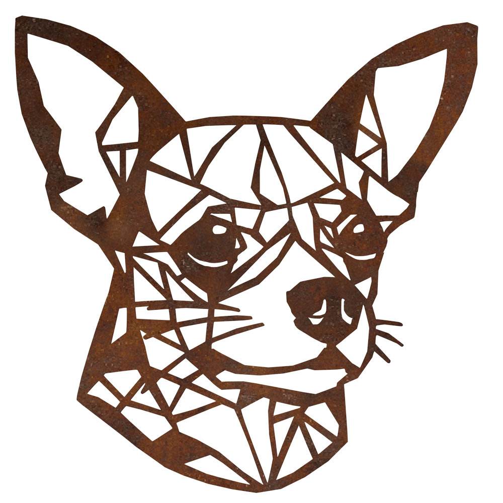 Metalen wanddecoratie - hond kop - Chiwawa