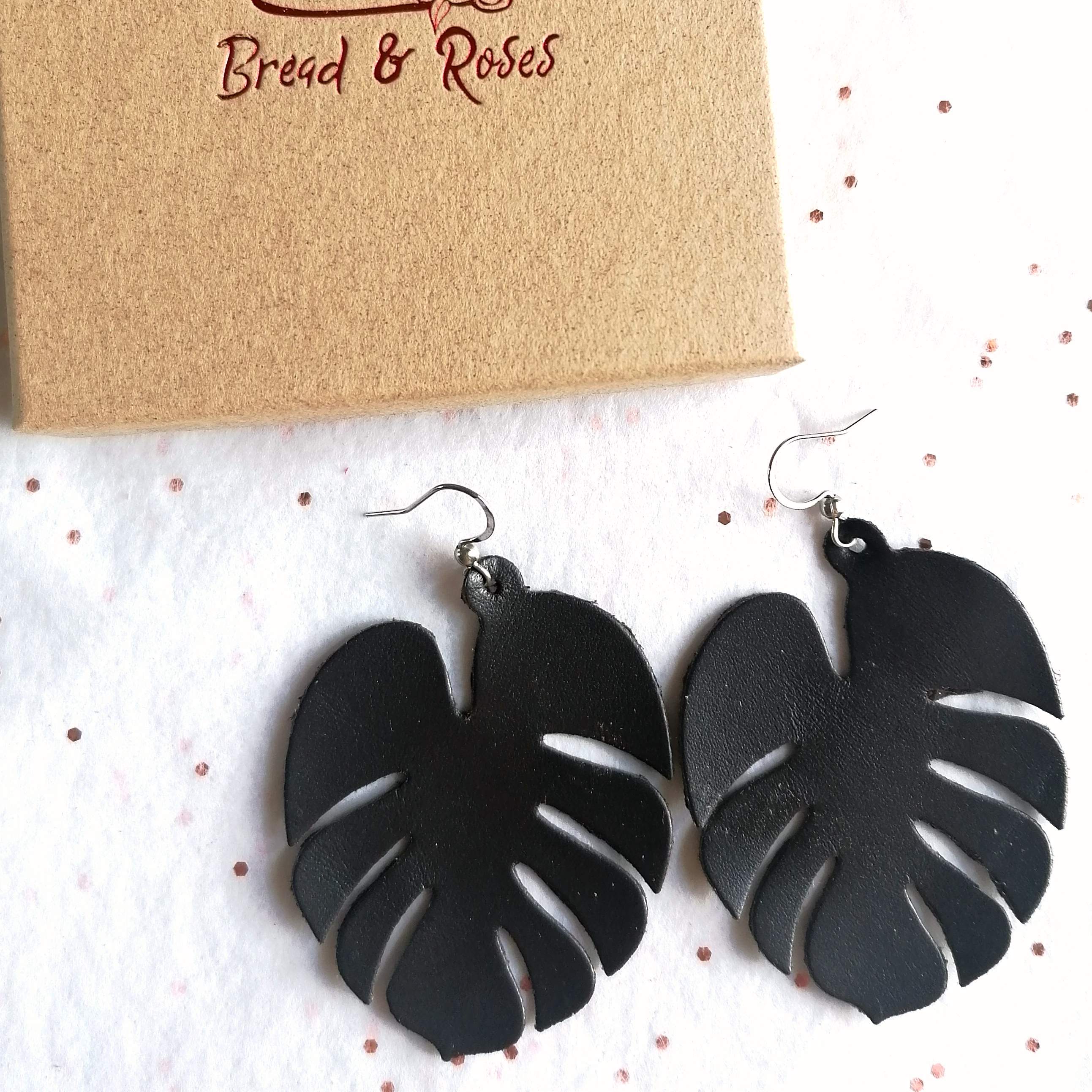 Monstera Recycled Leather Earrings *New Colours!*