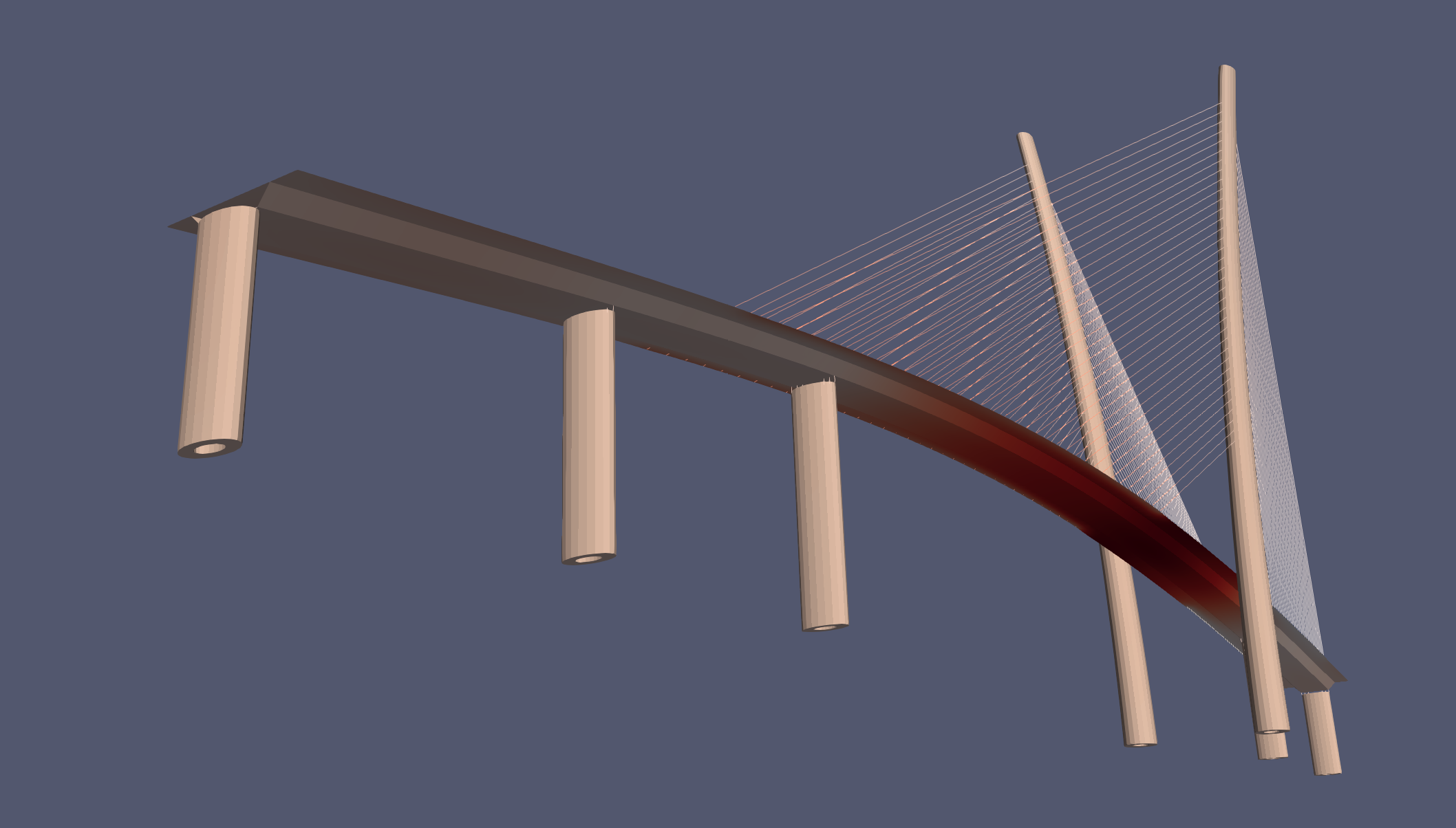 Cable stayed bridge. Finite element analysis.