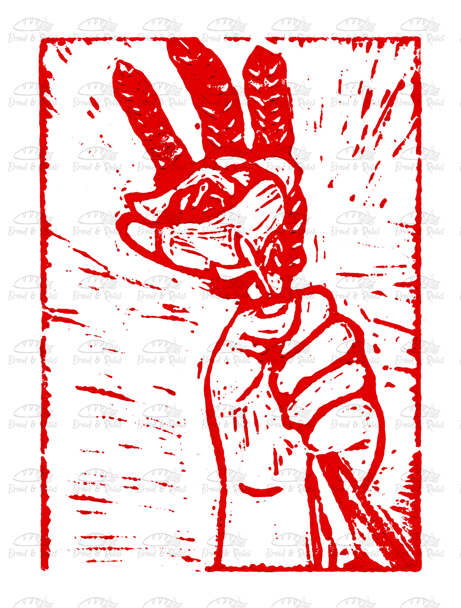 'Give Us Bread But Give Us Roses' A4 Art Print Linoprint -Red