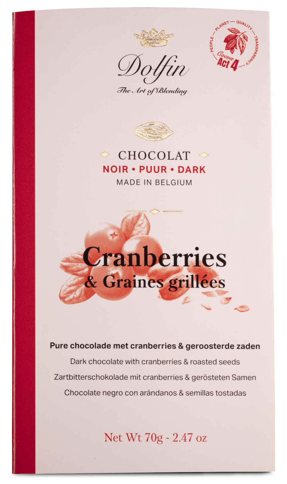 Tablet pure chocolade Cranberries & Geroosterde zaden