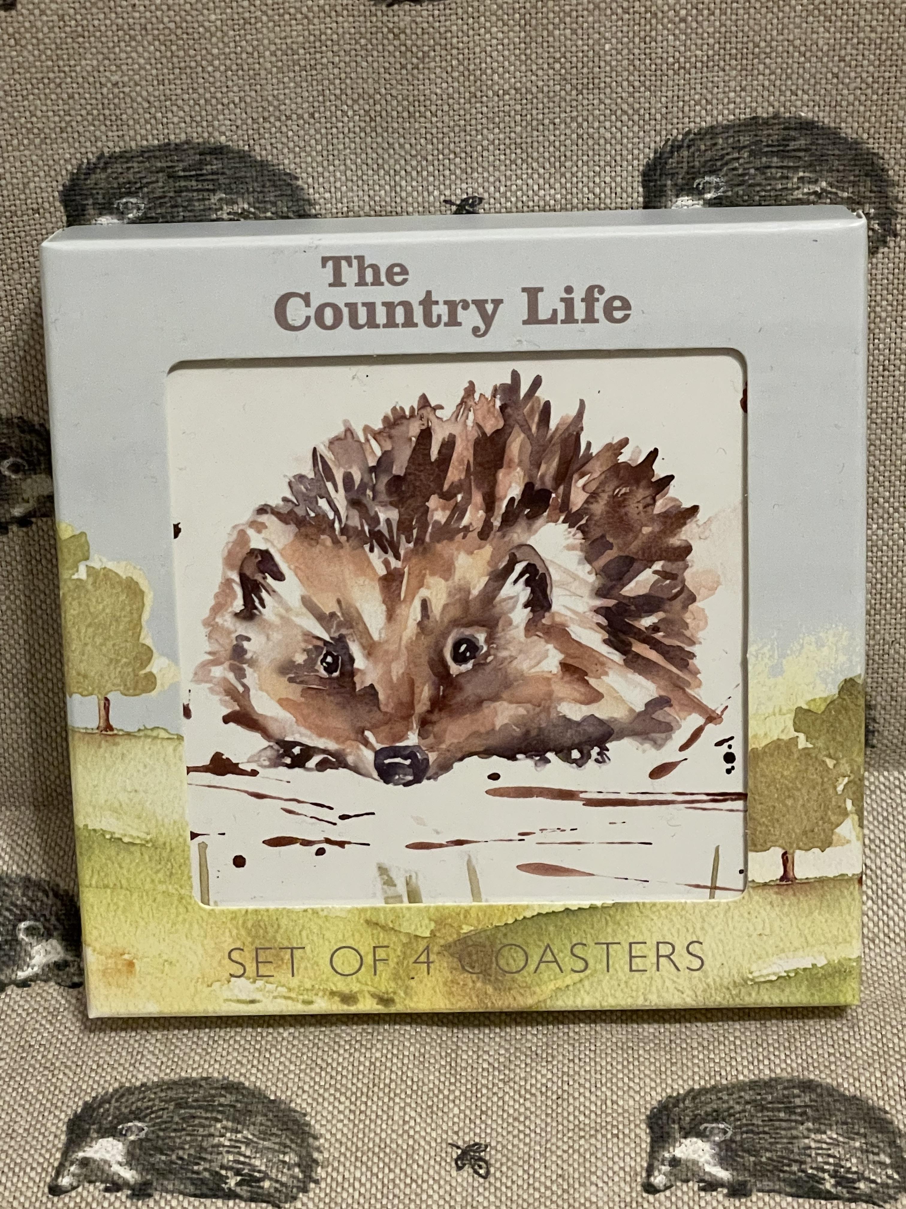 Set of 4 Hedgehog Coasters - Country Life