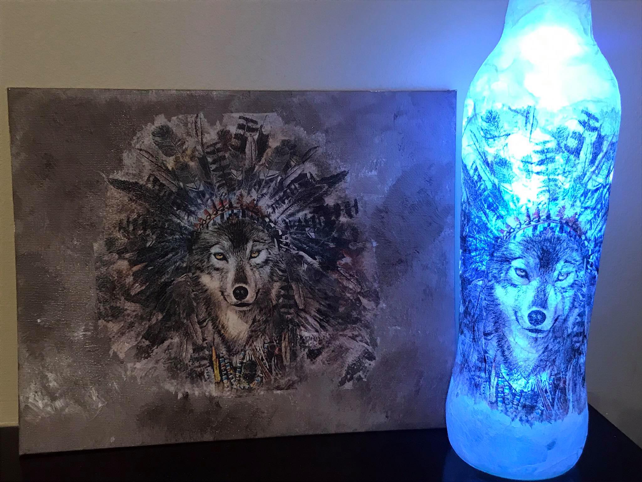 Unique Decoupage Wolf Gift Set