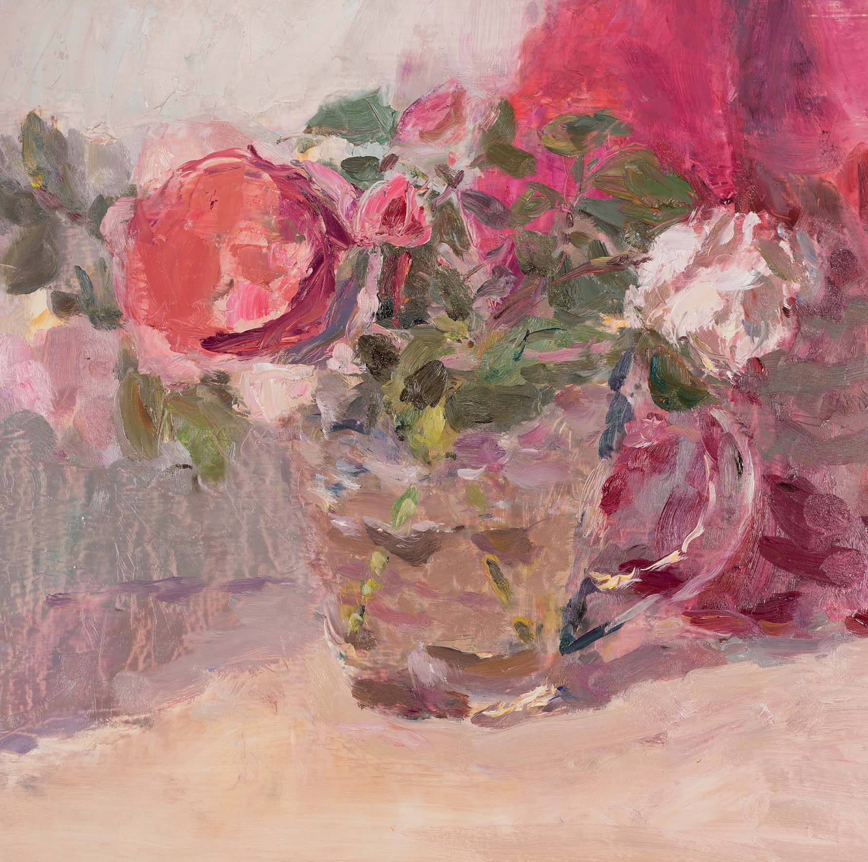Roses in a Glass Jug