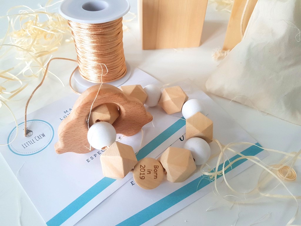 Wooden Teether Rattle - Born in 2019