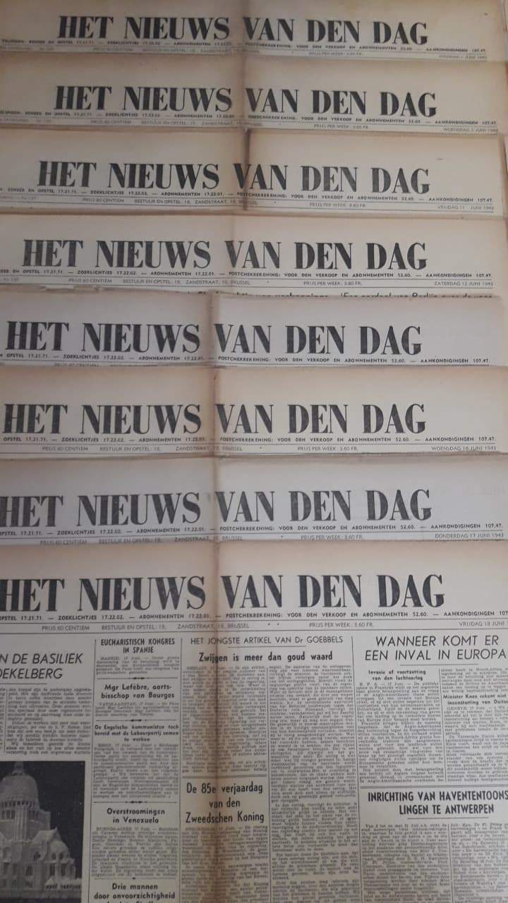 Collaboratie dagblad ' Nieuws van den dag' 1943 / 16 stuks