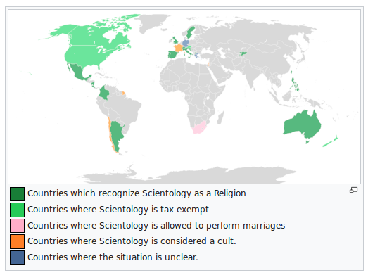 Countries that recognize Scientology