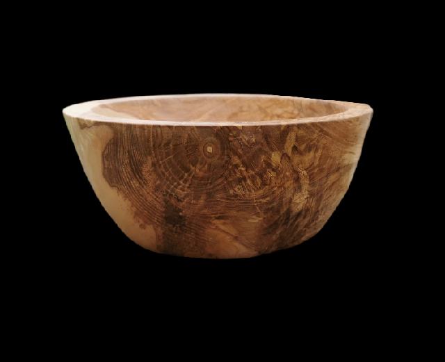 Irish Ash Wood Turned Salad Bowl featuring Natural Voids and Bark Inclusions.