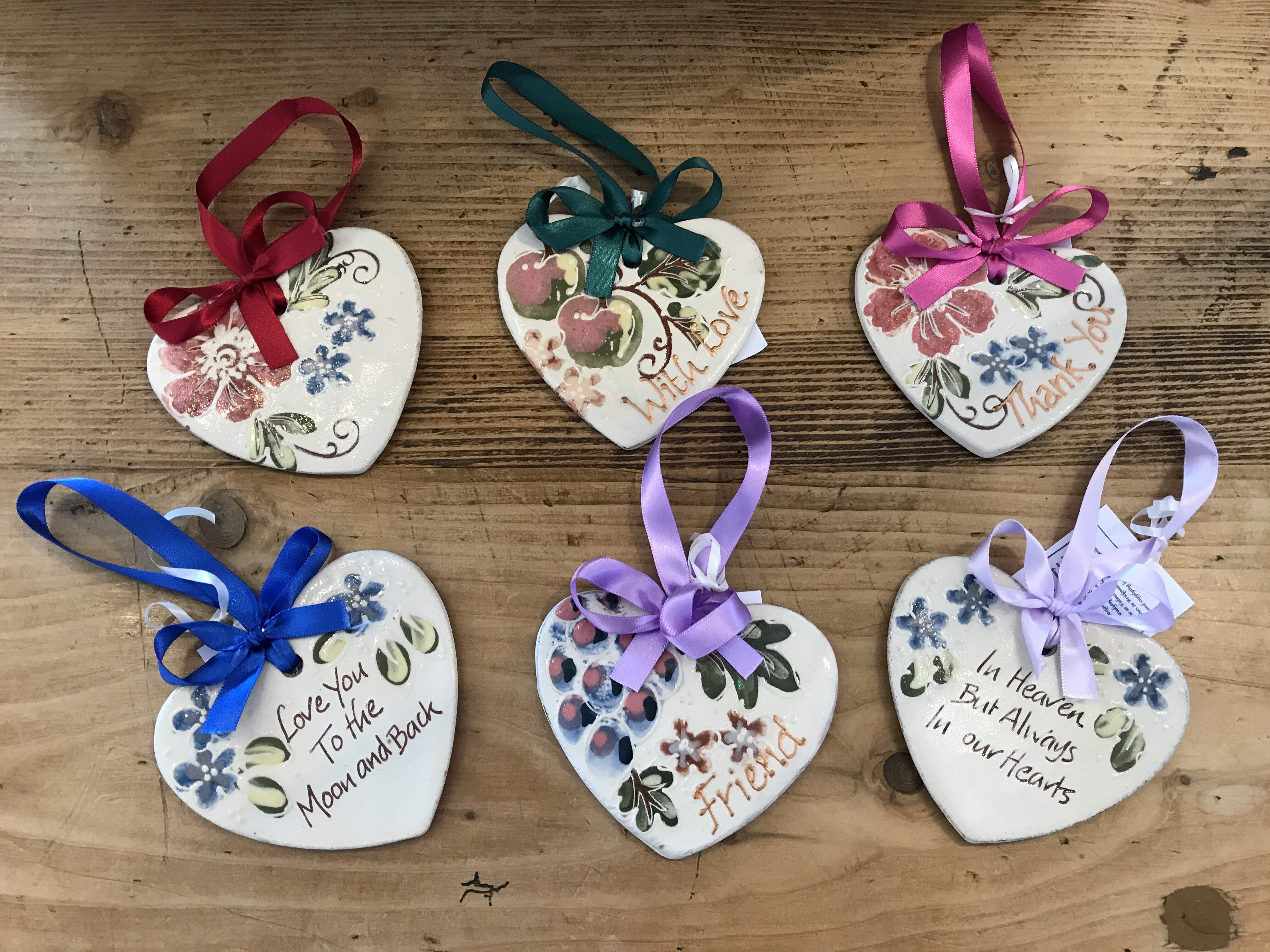Pottery Hanging Hearts