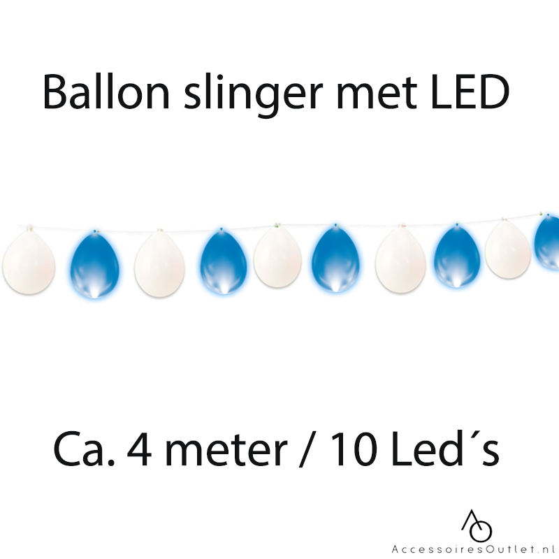 Ballonslinger LED - 4 meter - Wit Blauw - Jongen