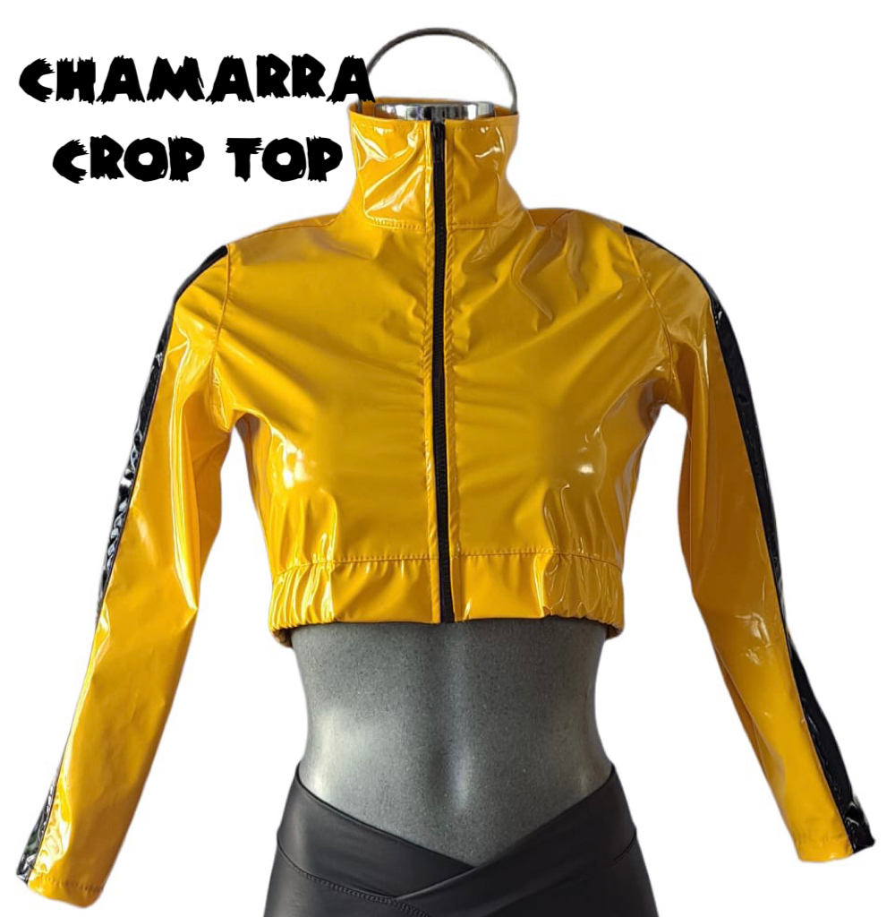 Chamarra Crop top amarilla
