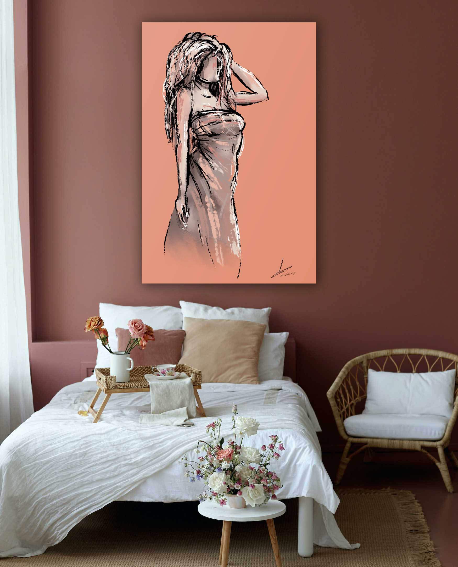 Kunstwerk in de kleur van jouw interieur - vrouw met jurk