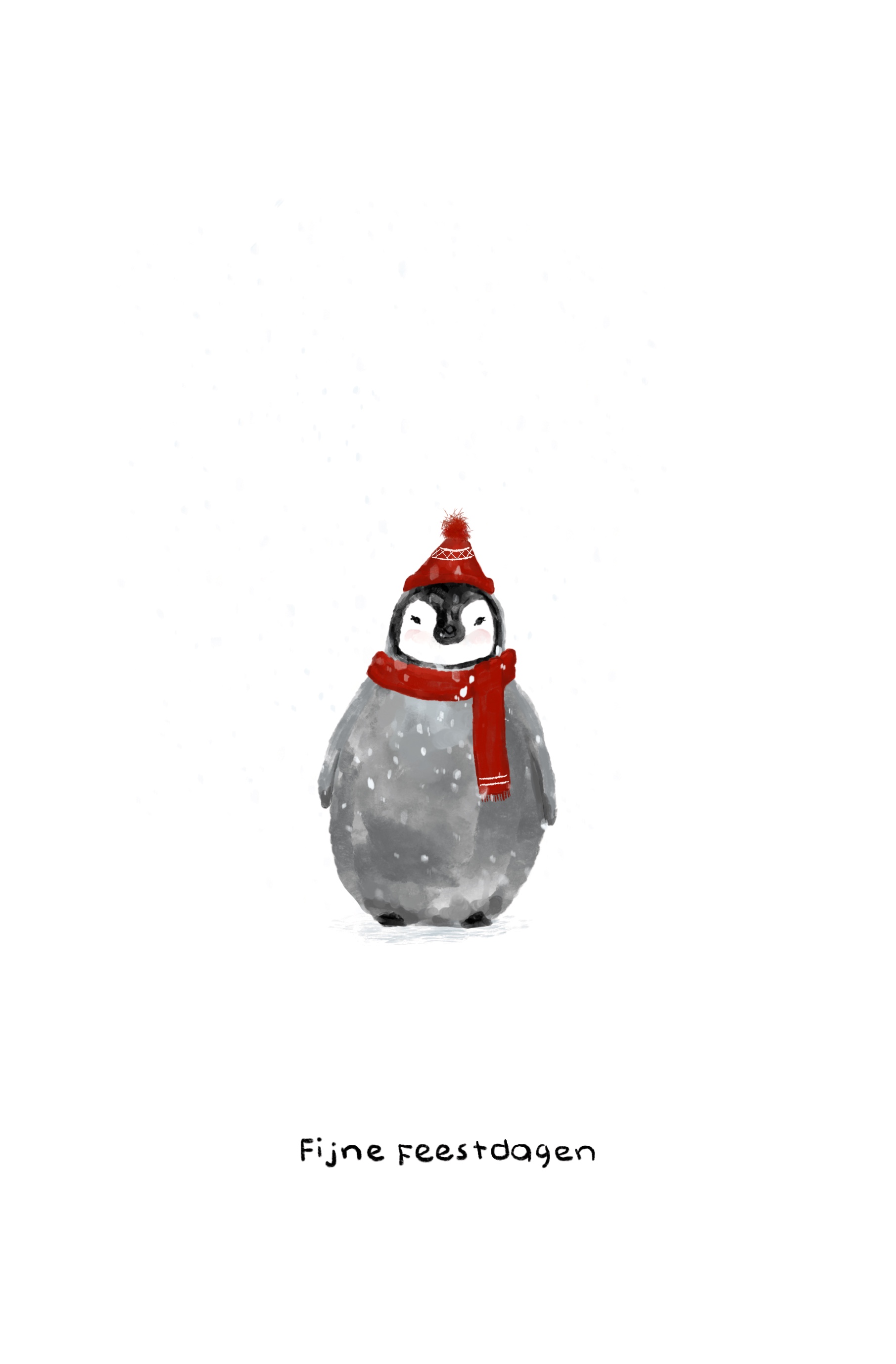 Wenskaart pinguin winter