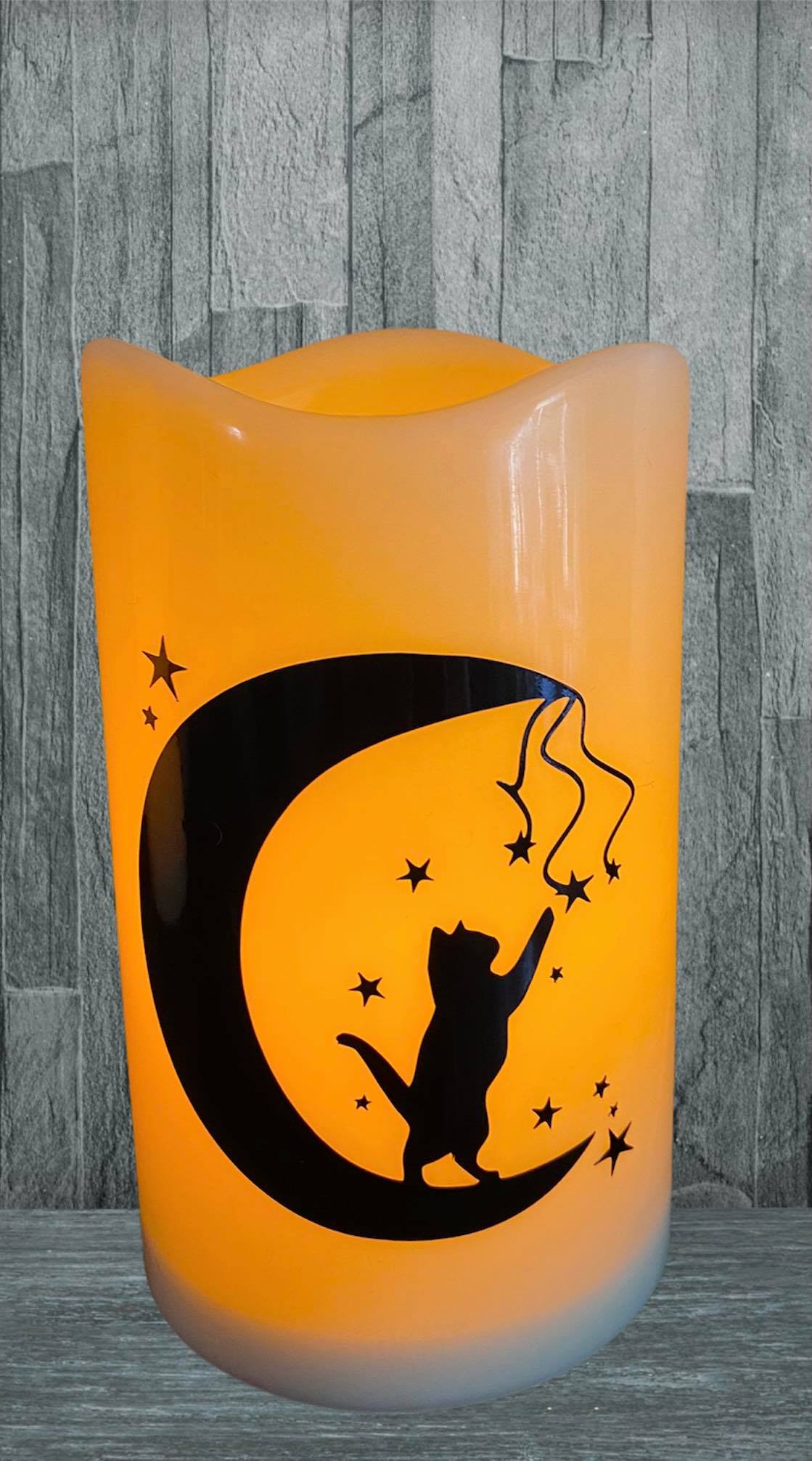Kitten In The Moon LED Candle