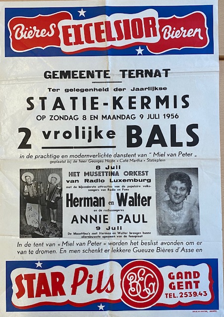 Staite-Kermis 1956. Eén van de vele evenementen aangekondigd met een affiche.
