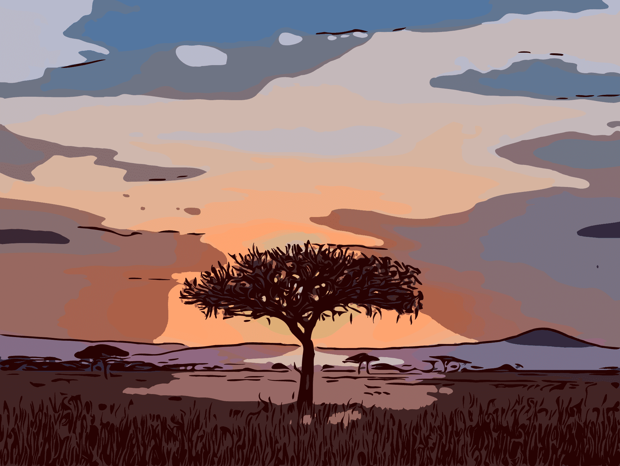 A single tree at sunset