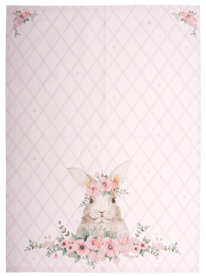 Clayre&Eef, Theedoeken set roze (2) Pasen, 50x70 cm