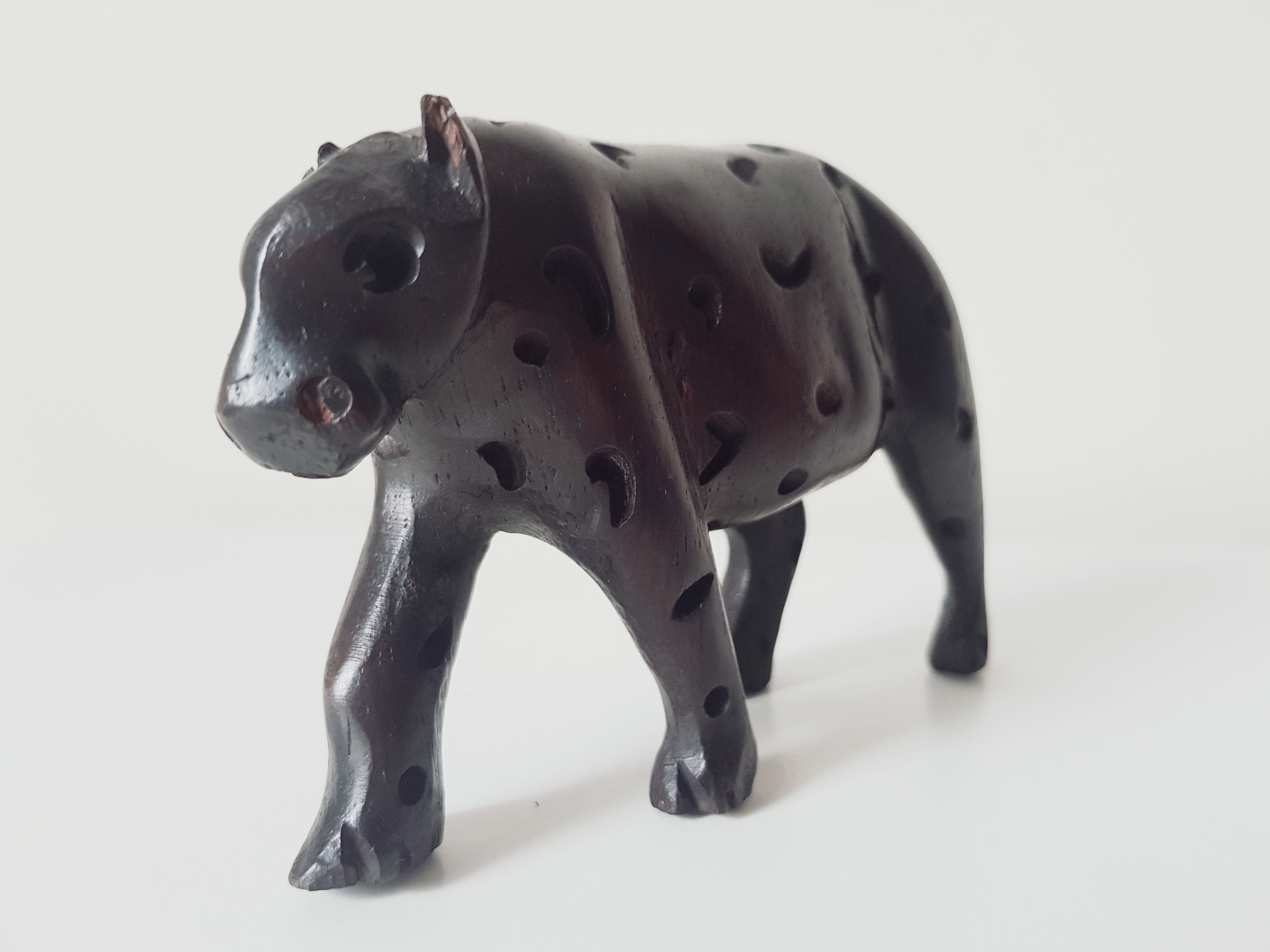 Hand Carved Leopard Ebony Wood