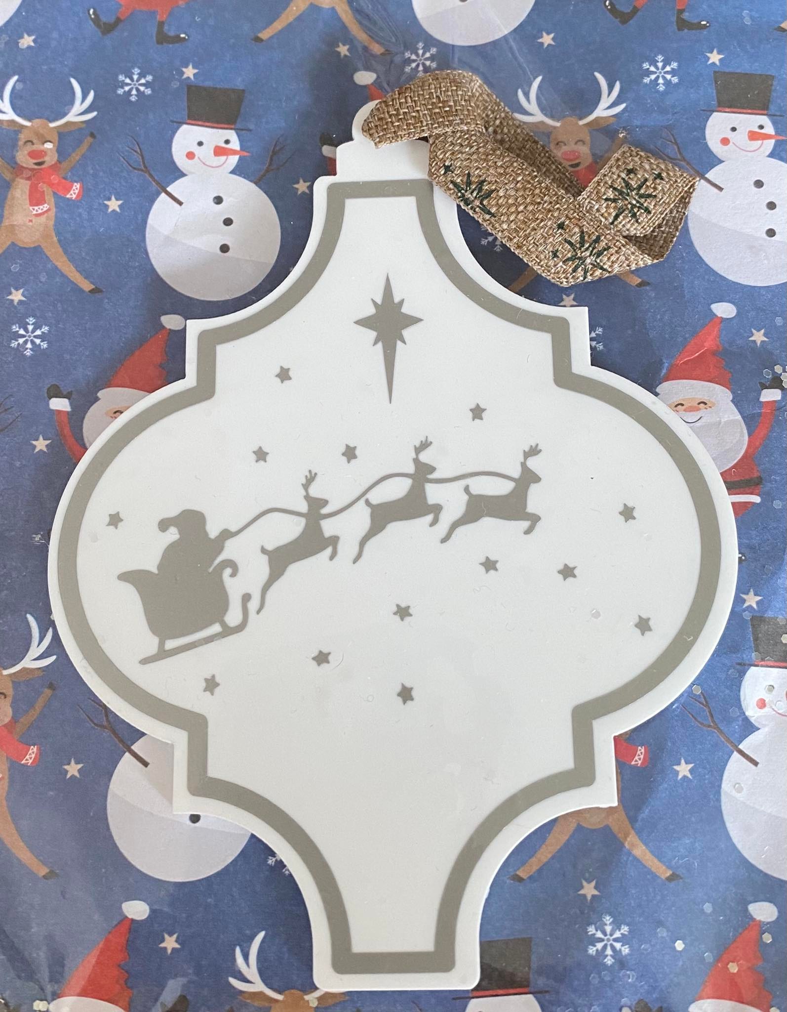 Acrylic Arabesque Santa & Reindeer Sleigh Decoration