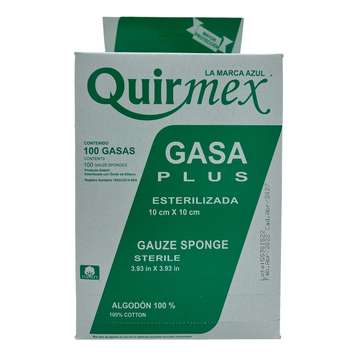 Gasa 10x10 Esteril C/100 QUIRMEX PLUS