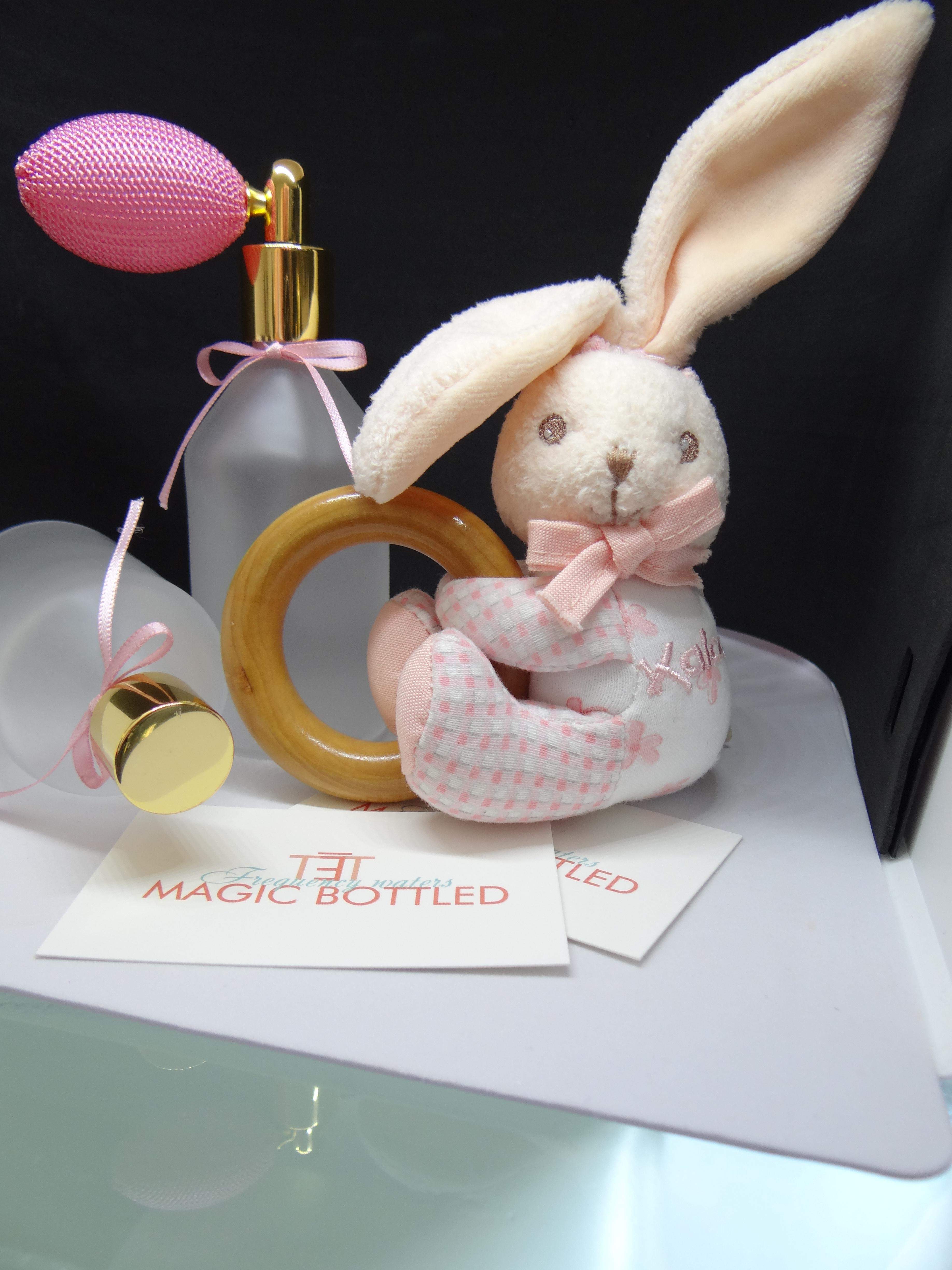 Roze konijntje rammelaar - bijtring/Pink bunny rattle - teether -UITVERKOCHT/SOLD OUT-