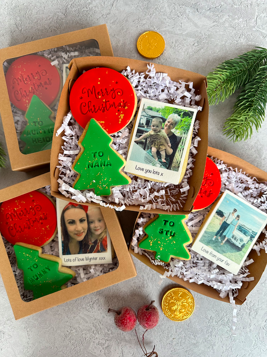 Design your own festive polaroid image biscuit with your own text and stamped message - £15 