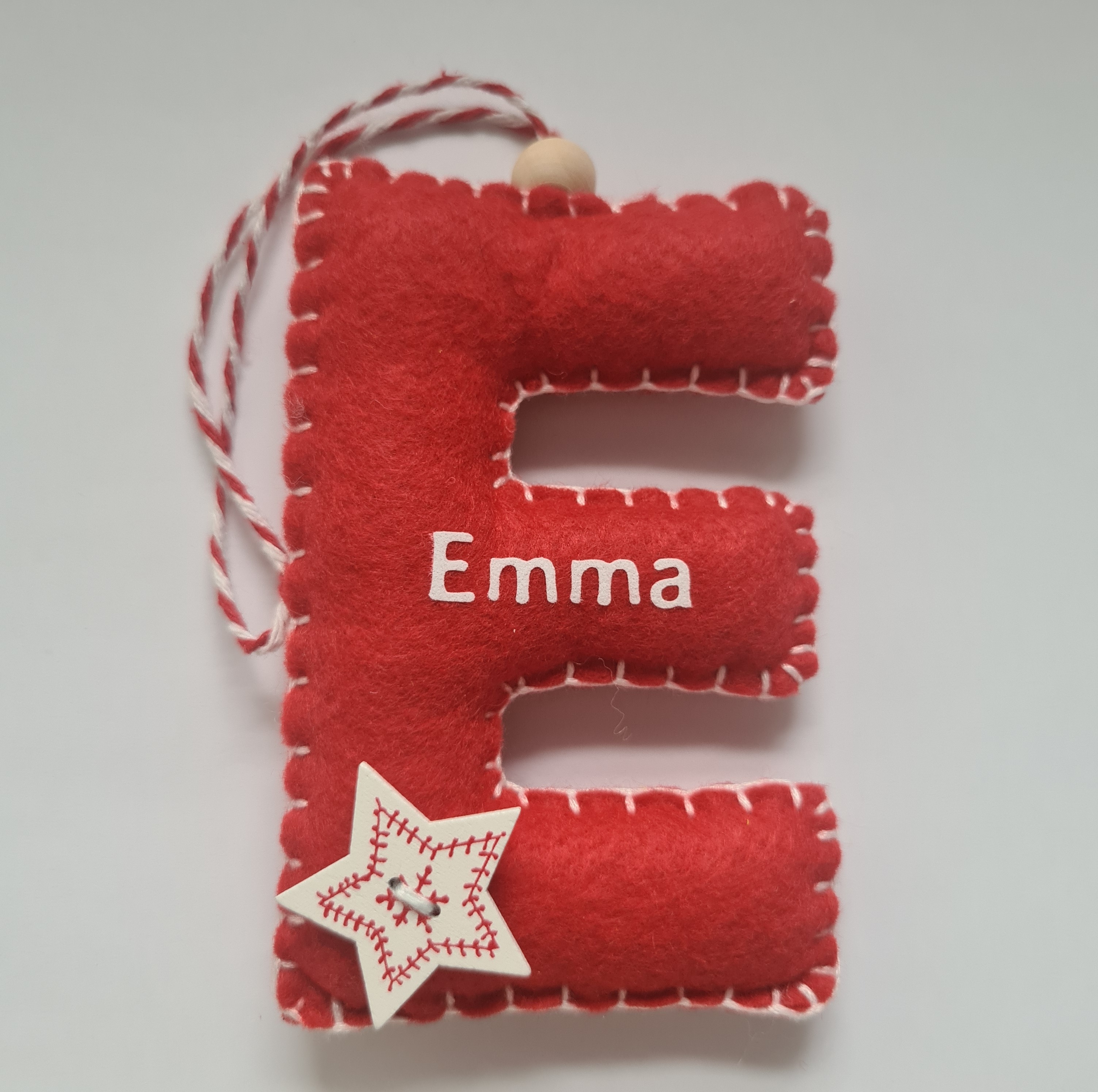 Handmade felt single letter Christmas decoration - optional personalisation