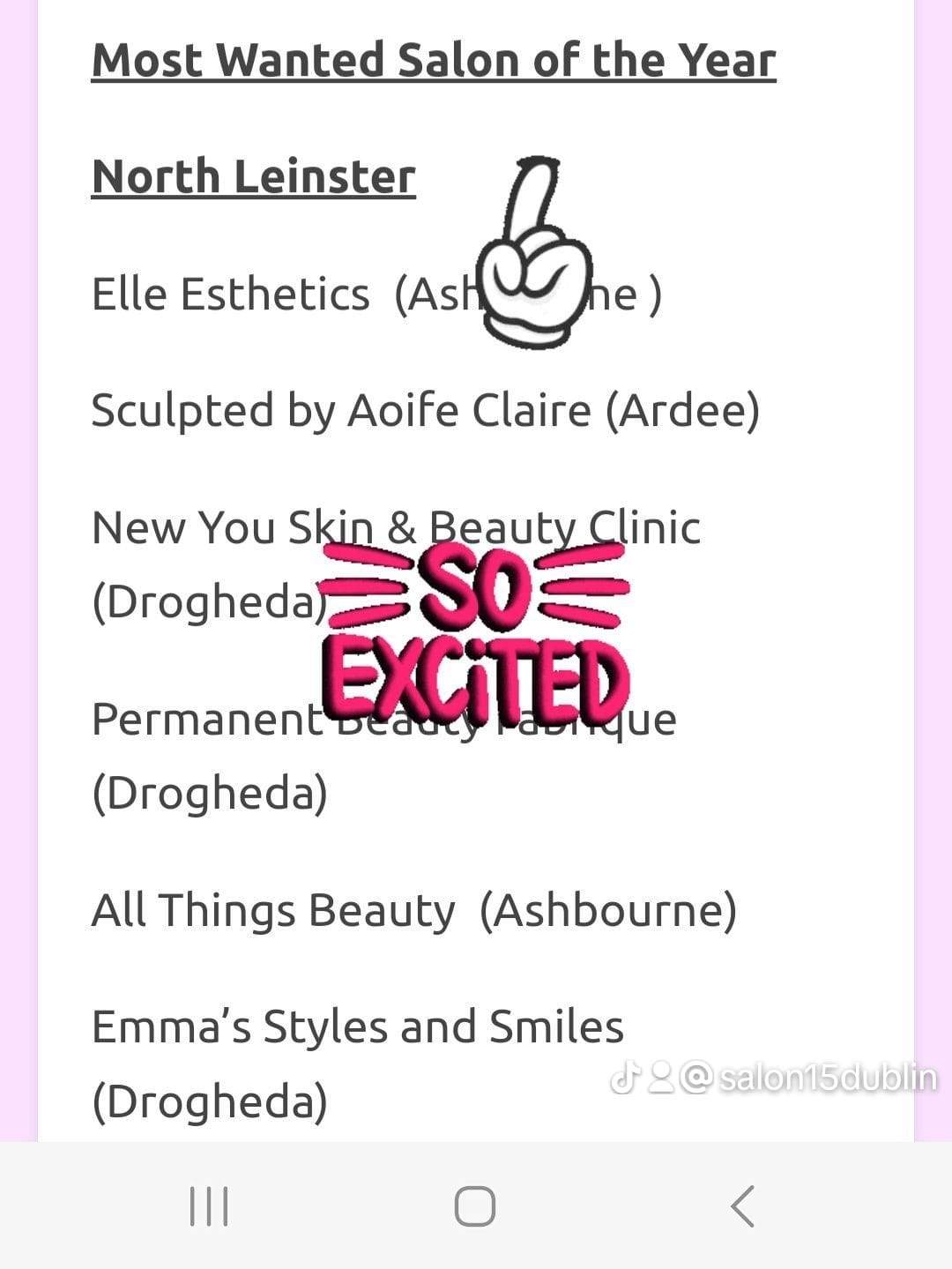 Salon 15 Nominated for Most wanted Beauty Salon at The Irish Hair & Beauty Awards 2023