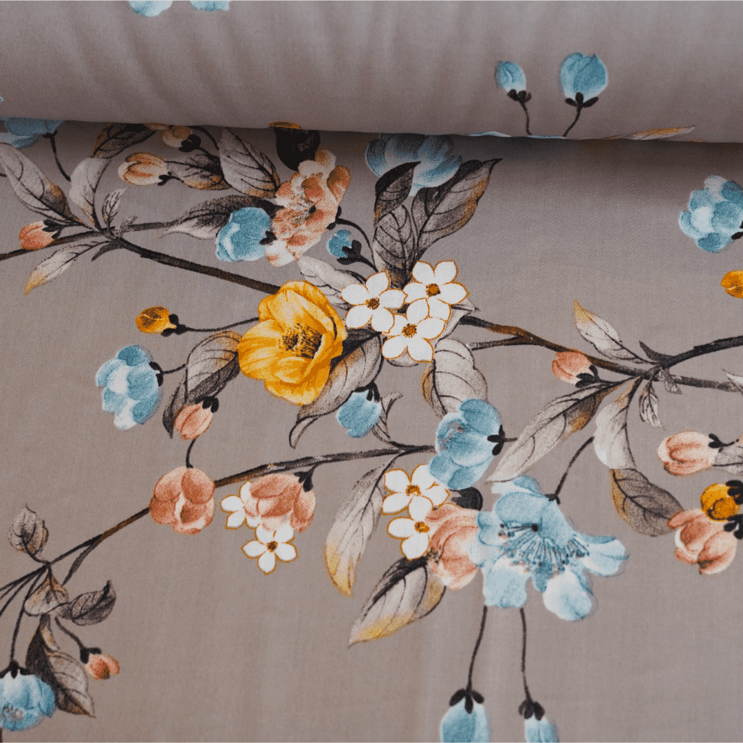 Japanese flowers - luxury cotton satin